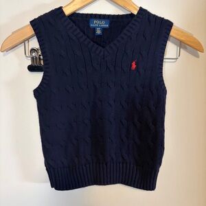 Ralph Lauren Polo Sweater Vest Size 3T Navy Blue Cable Knit Classic